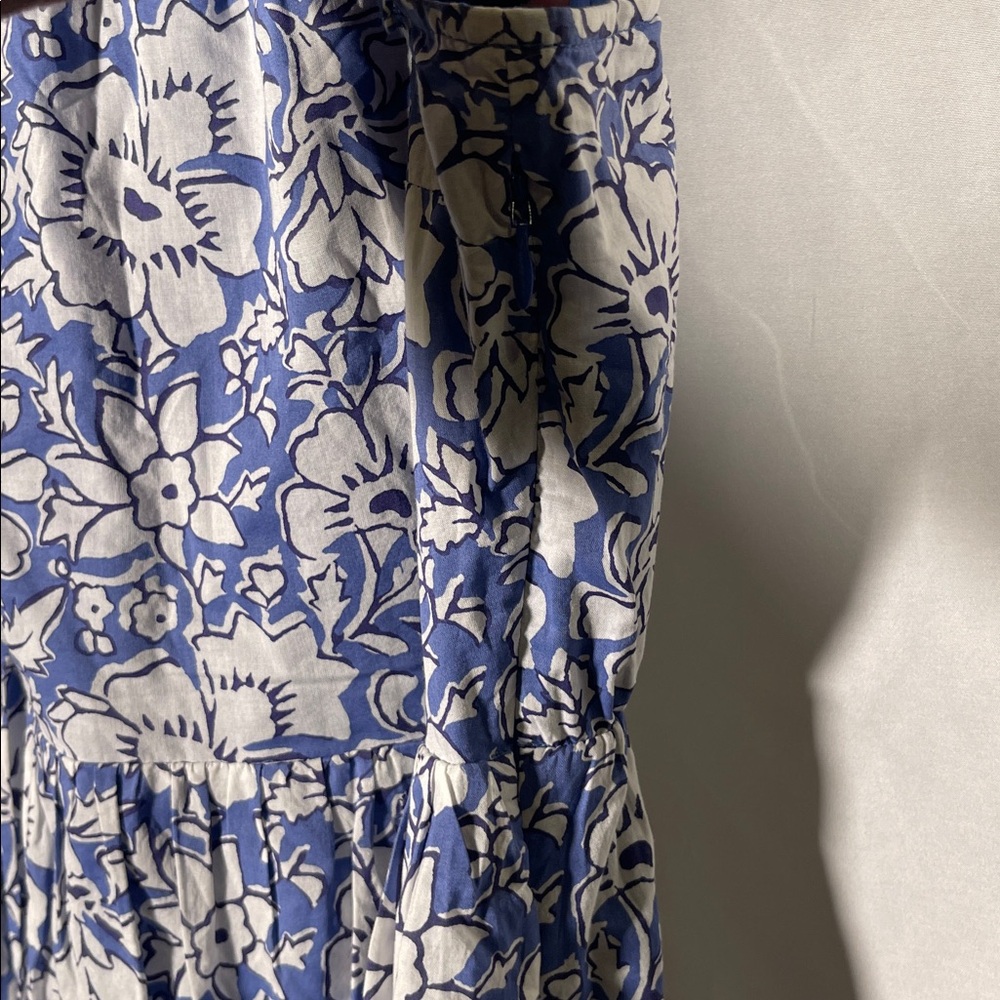 J CREW WOMENS BLUE FLORAL MIDI TIERED DRESS SLEEVELESS 4 COTTON - Picture 6 of 8